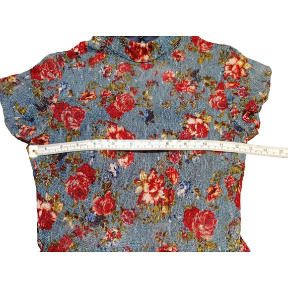 Sequin Hearts Fit & Flare Dress Cap Sleeve Navy Red Rose Floral Womens Size 1 - Picture 6 of 8